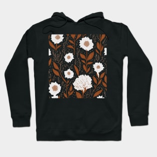 Seamless pattern with hand drawn flowers and leaves Hoodie